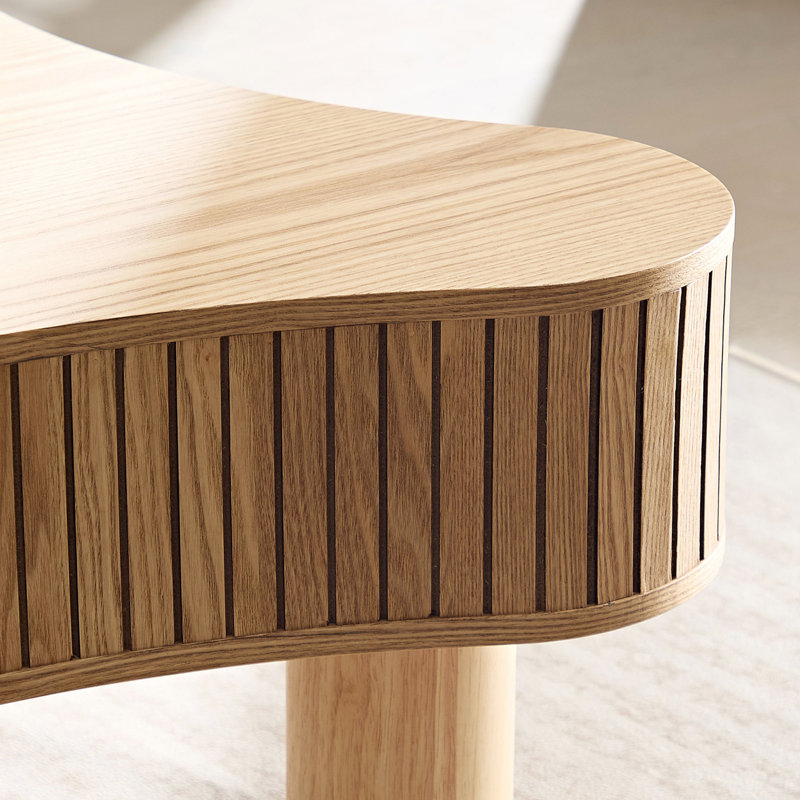 Table basse cylindrique en bois de forme artisanale 42,52 pouces