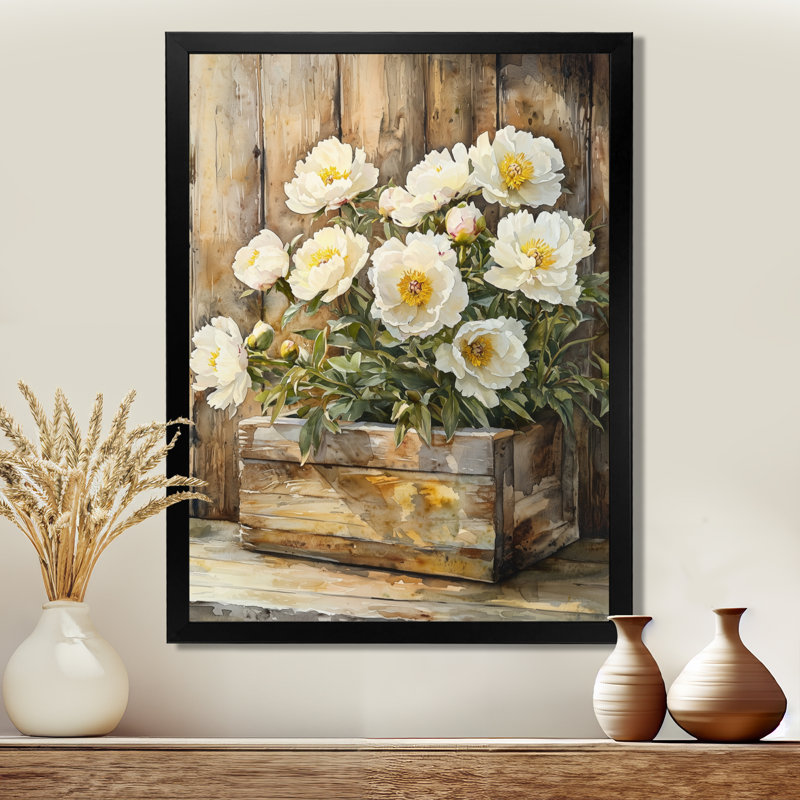 Barmore - Floral Canvas Prints, Noir, H 20 po x l 12 po, Reproduction encadrée d'une seule photo