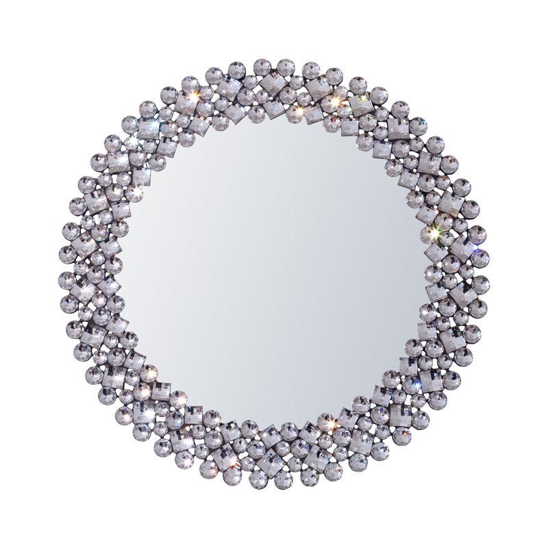 Freelon 23.62" Crystal Accent Round Wall Mirror