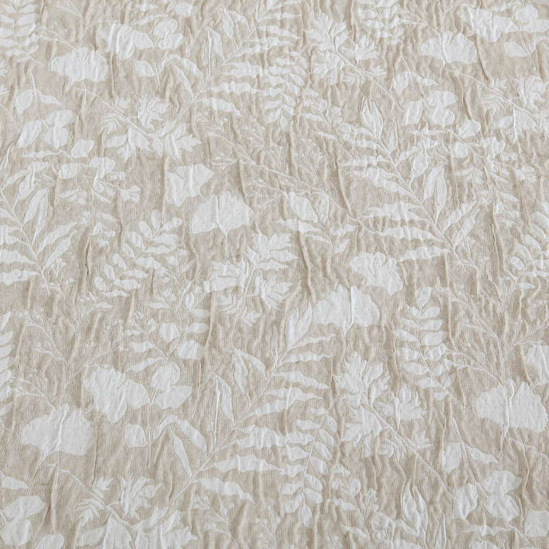  DESIGN STUDIO Turning Leaf Neutral Woven Matelasse Crinkle Jacquard Comforter Set, Queen Comforter + 2 Standard Shams