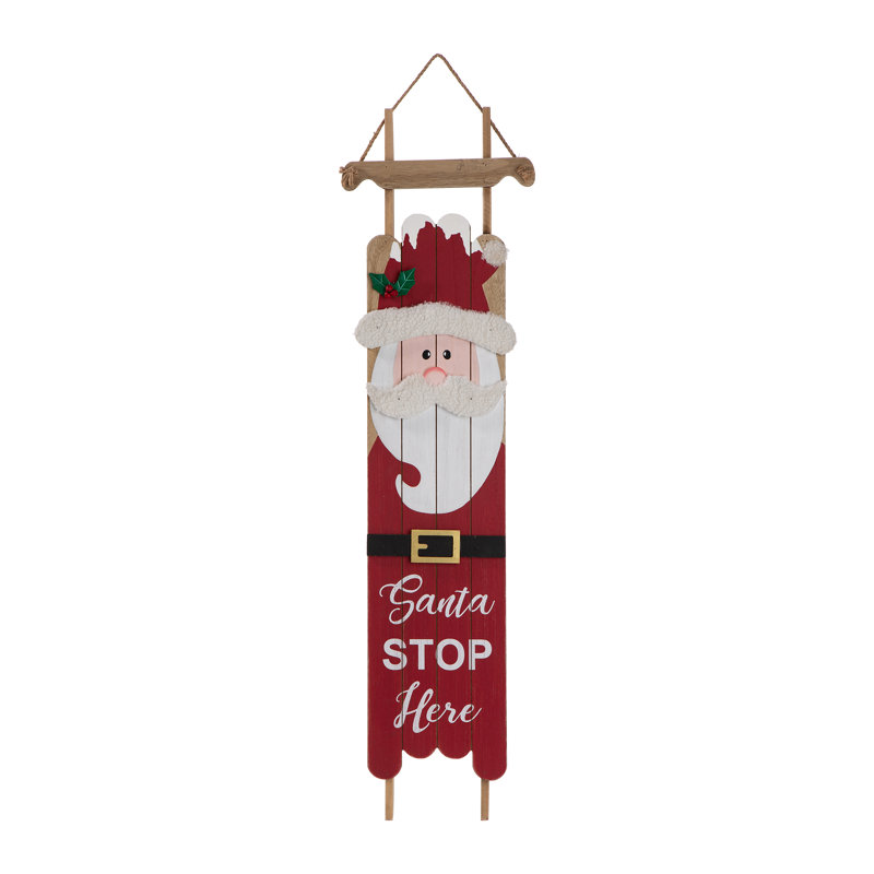 Enseigne de père Noël en bois Junno