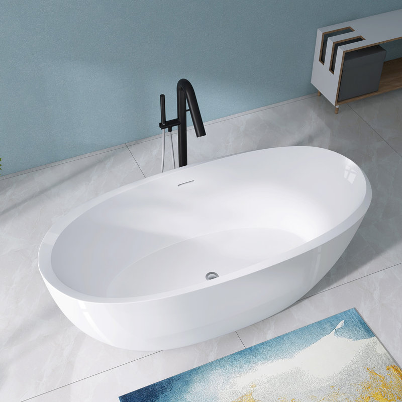67'' x 30'' Freestanding Soaking Acrylic Bathtub