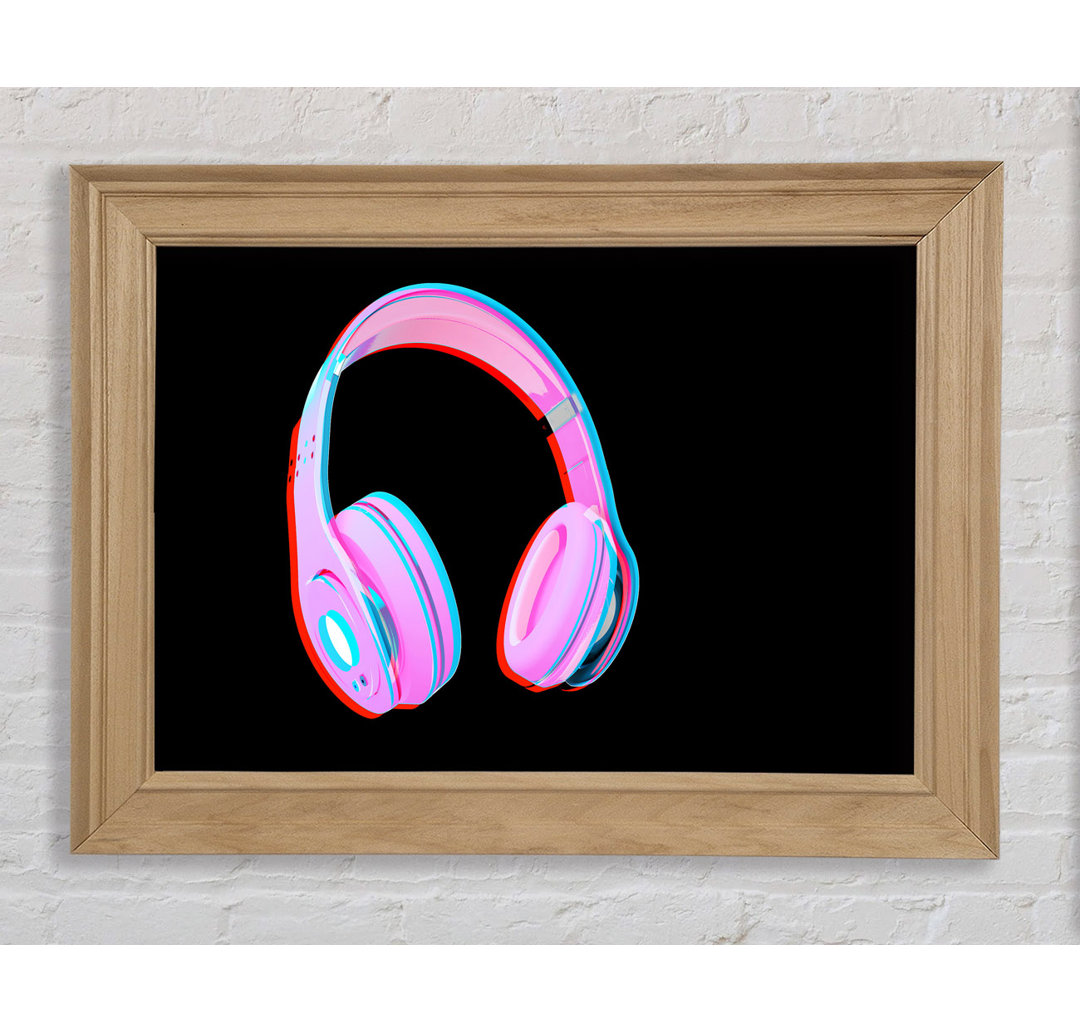 Gerahmtes Leinwandbild Funky Pink Headphones