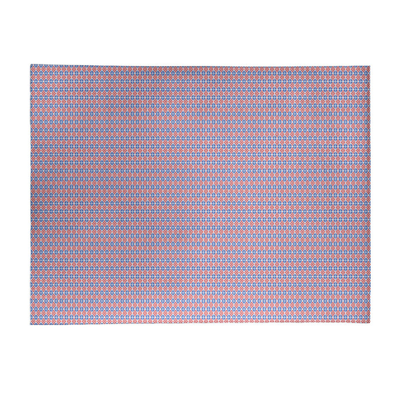 Tapis de zone rouge/bleu fait main géométrique, Rectangle 8 pi x 10 pi
