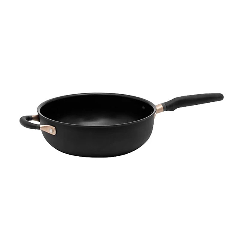 Meyer Accent induction Hob Pan 26cm/4.3 Litres Saute Pan - Stackable Chefs Pan, Anti Spill Shape, Black, Aluminium & Non Stick