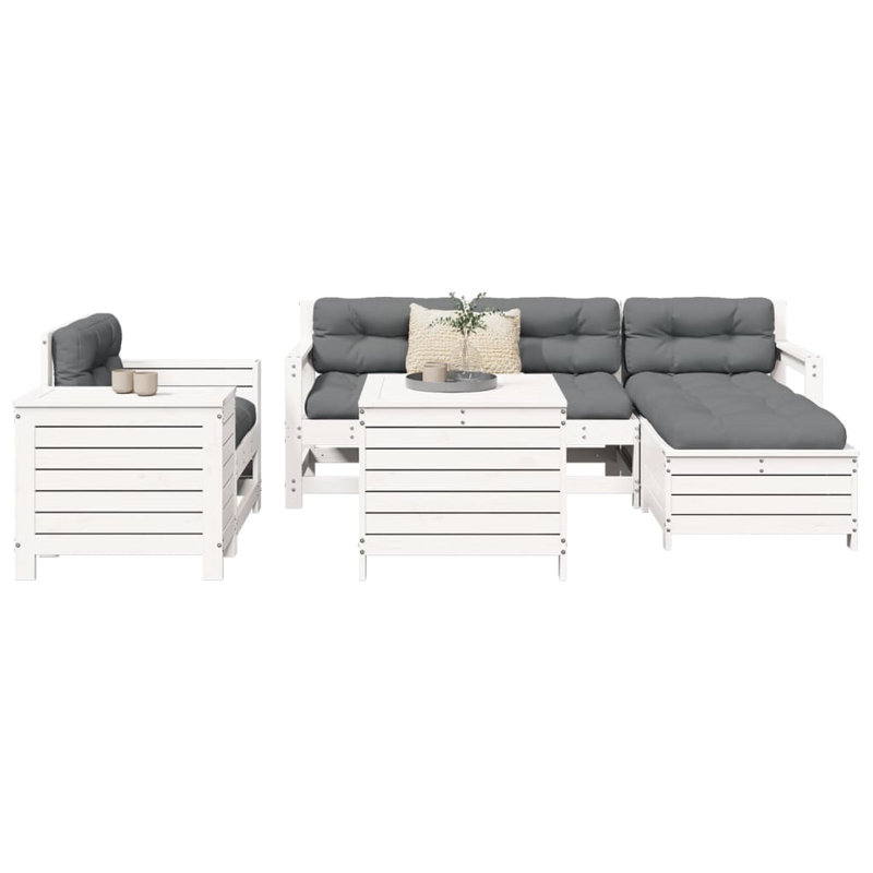 Thangool 62cm Wide L-Shaped Patio Sofa, White, Grey