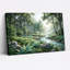 Art mural sur toile, "Misty Green Forest Stream" avec fougères et roches grises-952984089