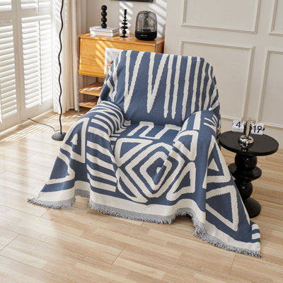 Boho Chenille Multiple Sizes Triangle Plaid Sectional Cushion Slipcover