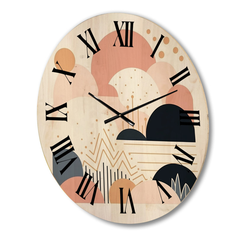 Horloge murale surdimensionnée géométrique en bois rose, Moyenne
