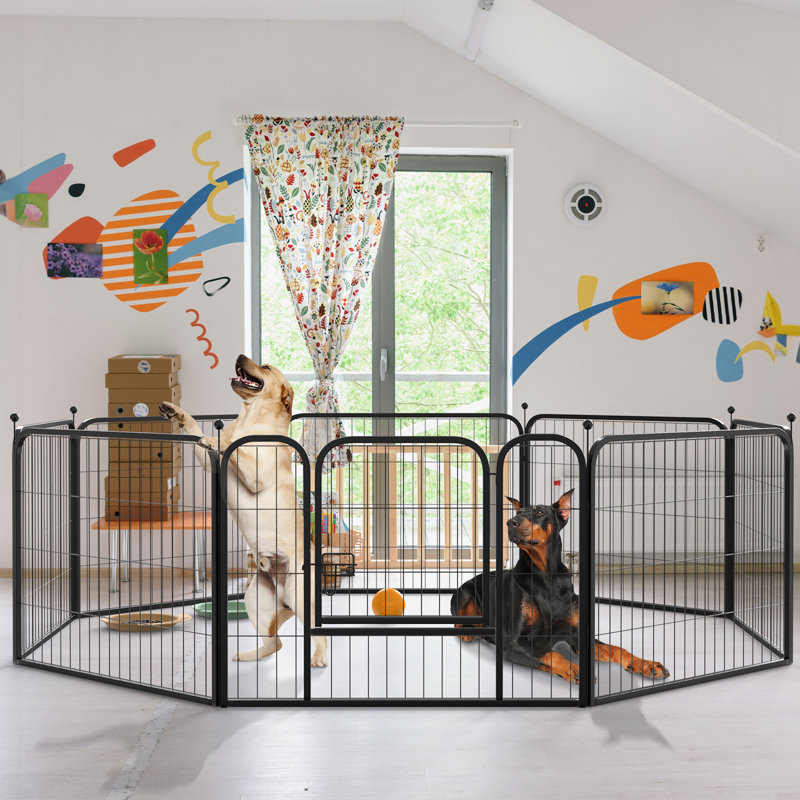Parc pour chien en métal (8 panneaux), Noir, H 39 po