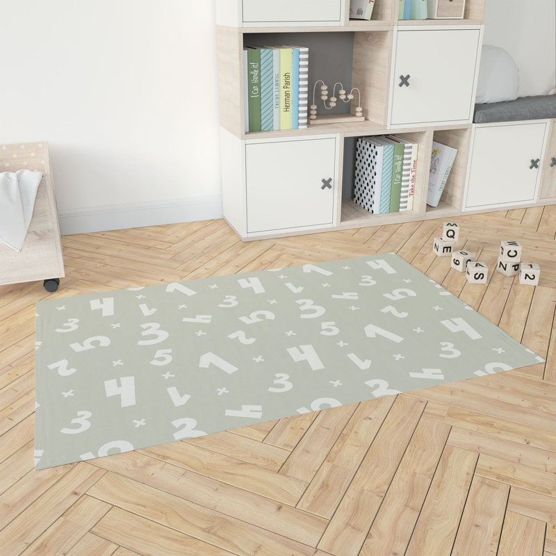 Numbers Kids Play Mat, Rectangle 3' x 5', Light Green