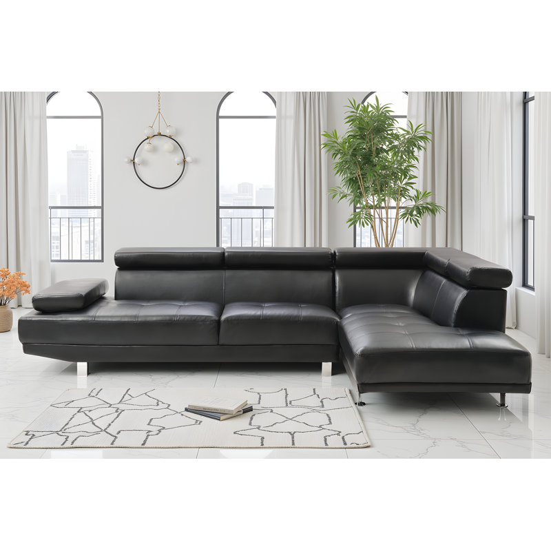 Canapé modulaire Rodez, Similicuir noir