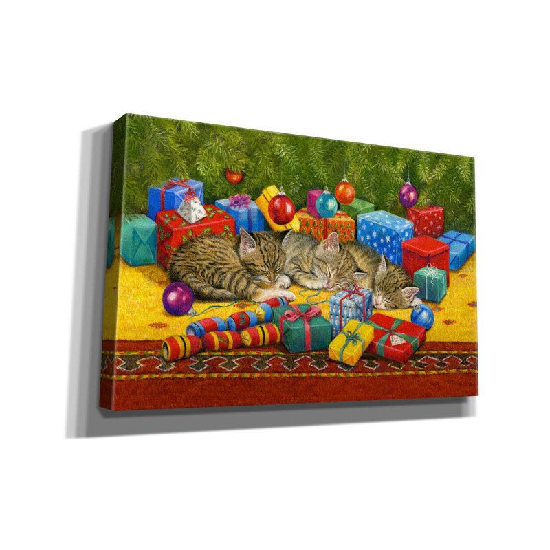 «Under The Christmas Tree» par Janet Pidoux, art mural sur toile, H 26 po x l 40 po x P 1,5 po