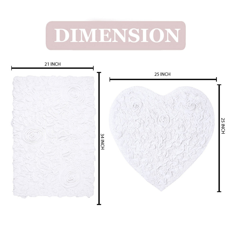 Freida 2 Piece Bath Rug Set, White