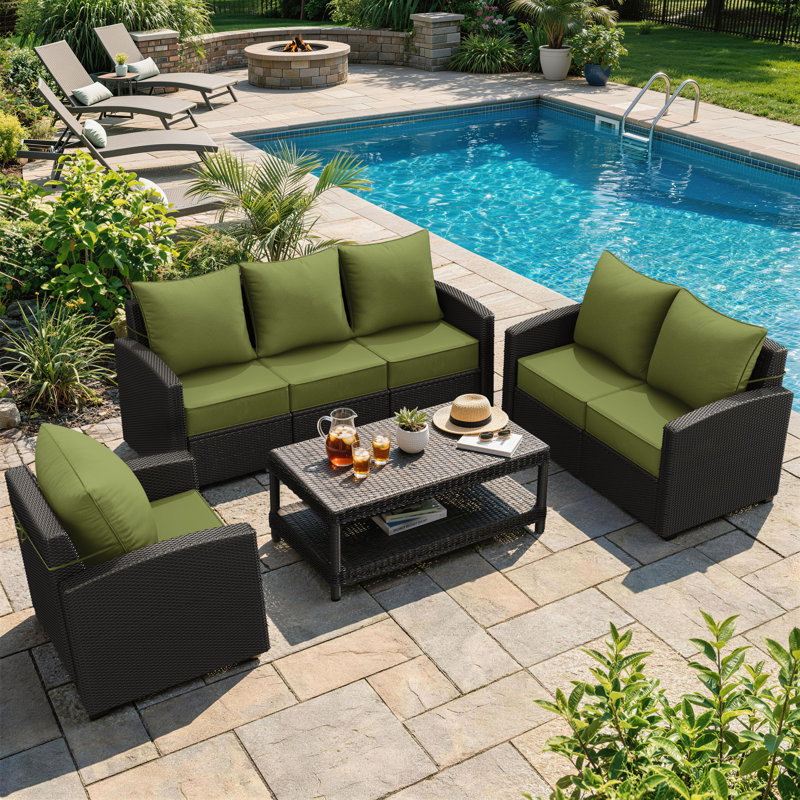 Outdoor Deep Seat Cushion Set – 6.5” Thick, Non-Slip Patio Cushions For Chairs, Sofas, And Couches, Light Green
