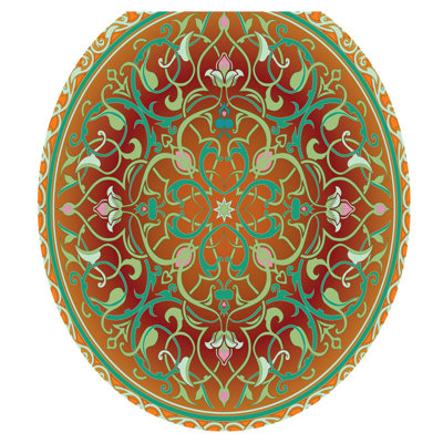 Adhésif décoratif pour siège de toilette Classic Medallion - couvercles de toilette élégants avec couvercle en vinyle