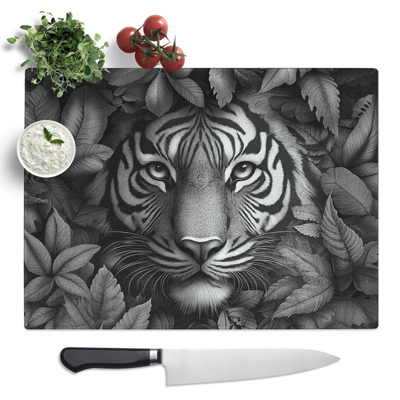 Tiger Design  Glass Chopping Board