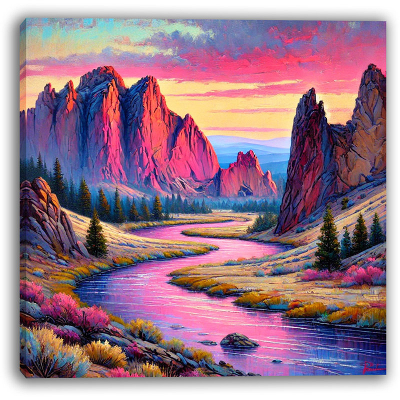Art mural sur toile Twilight River in Canyon Majesty, H 30 po x l 30 po x P 1,5 po