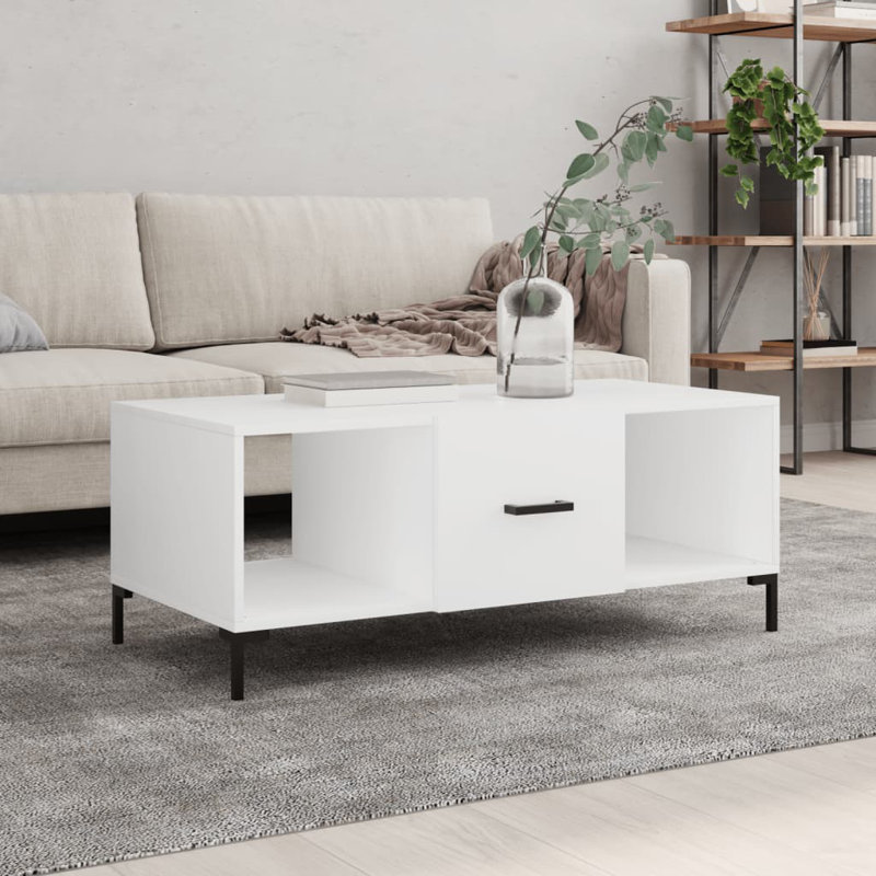 Maomina Four Leg Coffee Table with Storage, White