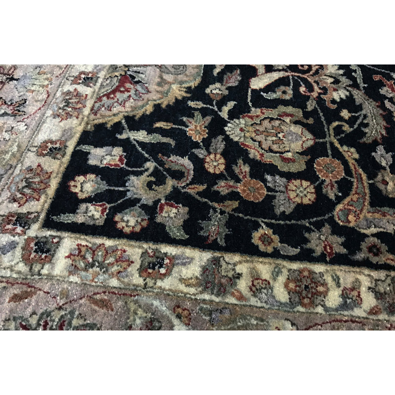 Wool Oriental Area Rug in Black/Camel
