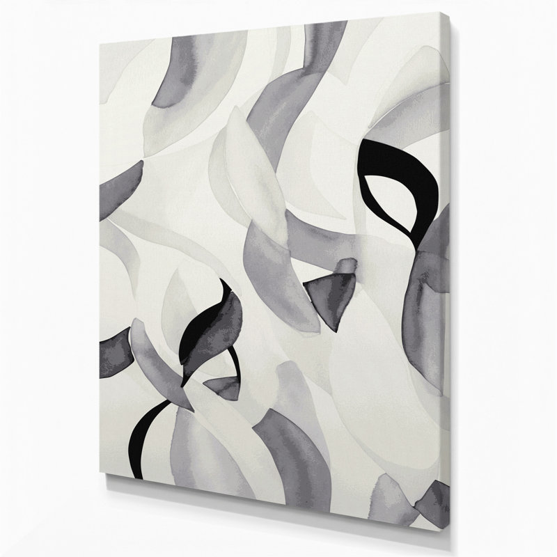 Abstrait aquarelle 41, art mural sur toile grise, H 14 po x l 11 po
