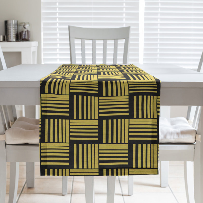 Fractured Stripes Table Runner, 16" x 72", Light Lemon Yellow