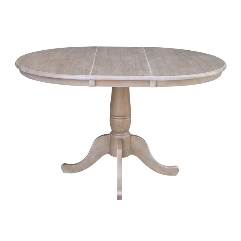 Echols Extendable Solid Wood Dining Set, Washed Gray Taupe, 5