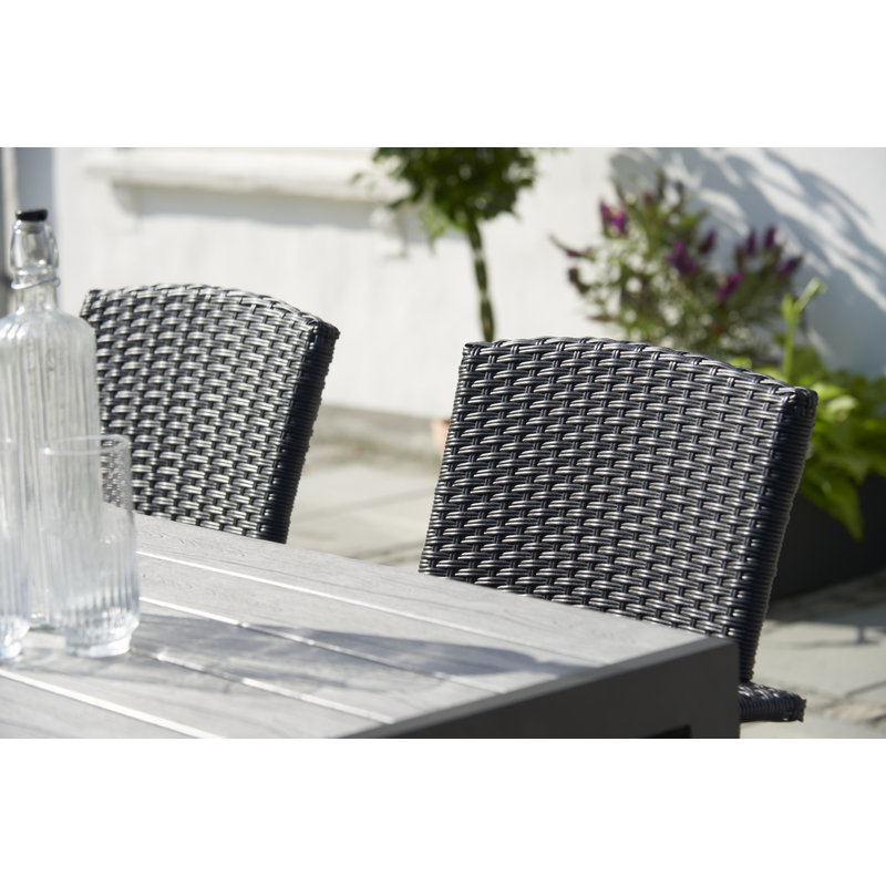 Borys 6 - Person Wicker Patio Dining Set with Rectangular Table, Grey