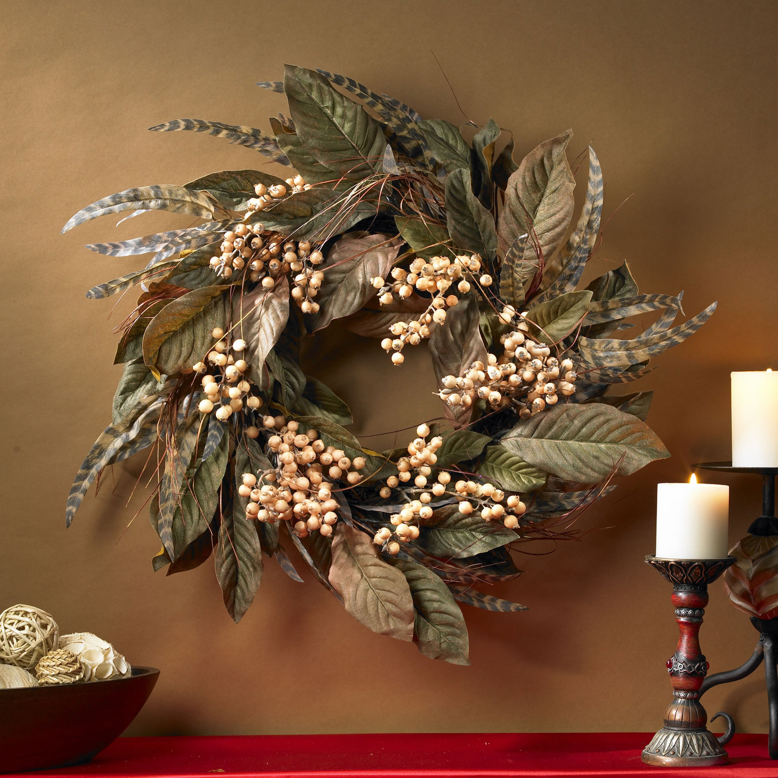 24'' Faux Berry Polyethylene Plastic Wreath