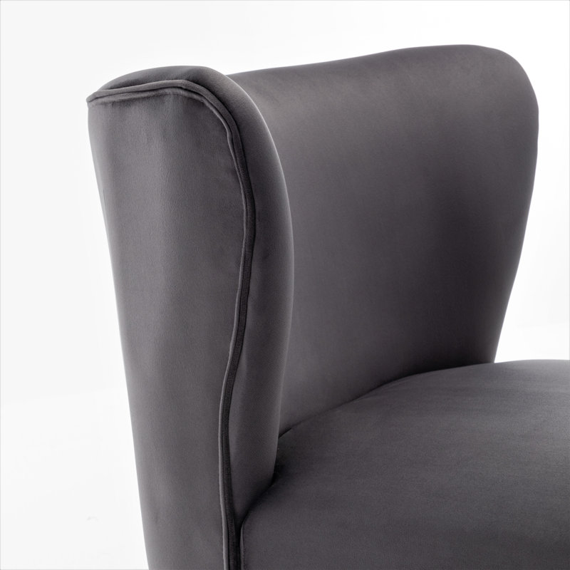 Keertan Velvet Slipper Chair, Gray Velvet