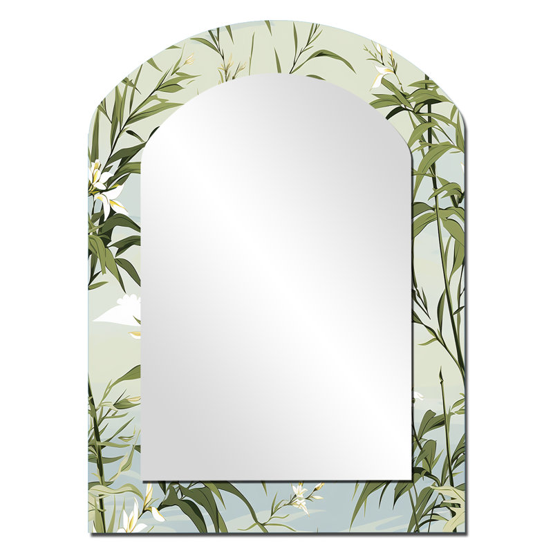 Motif de bambou tropical tropical - miroir mural unique arche tropicale, 34 po x 25 po