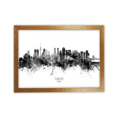 Tokyo Japan Skyline Black White City Name by Michael Tompsett - 1 Piece Wall Art