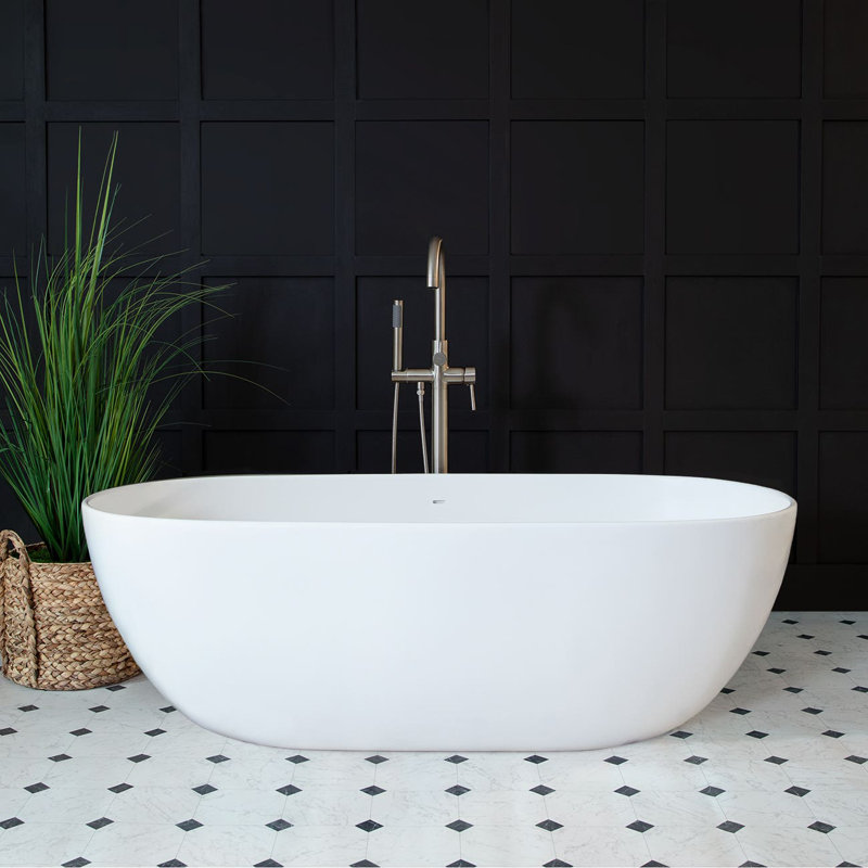 65'' x 32'' Soaking Solid Surface Bathtub, Matte White