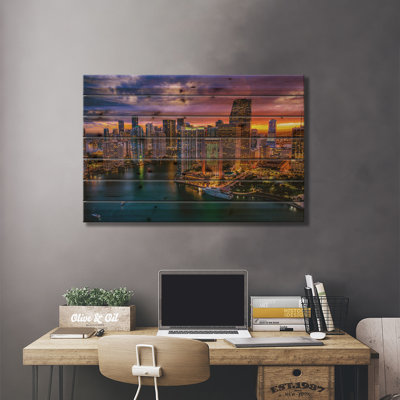 " Florida Miami Downtown Skyline Sunset Cityscape I " by Alex G Perez