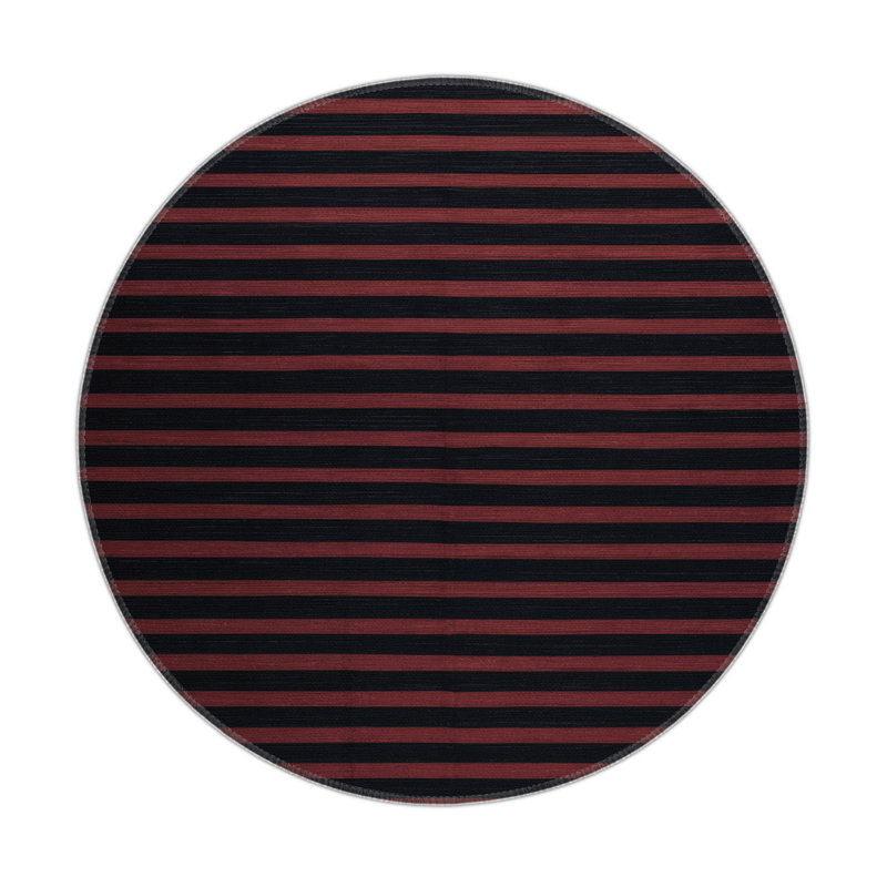 HorizontalStripes Gray Indoor and Outdoor Area Rug, Round 5'
