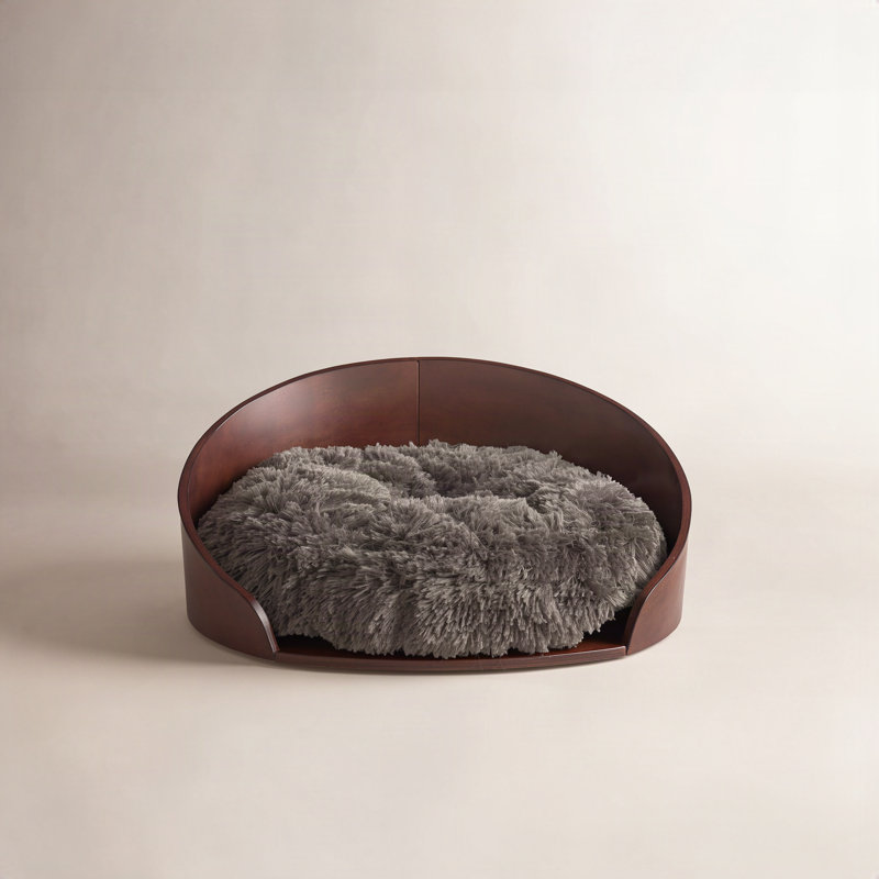 Kuai Faux Fur Pet Bed, Dark Brown