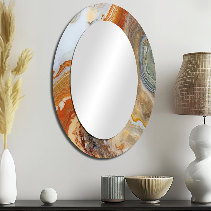 Symphonie orange orange beige et symphonique abstraite sur métal, 36 po x 24 po