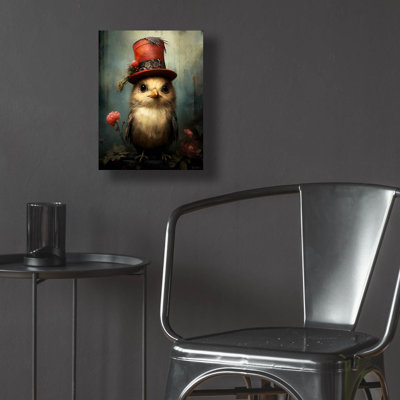  «Bird with the Red Cylinder» par Momart, art mural en verre acrylique, 12 po x 16 po