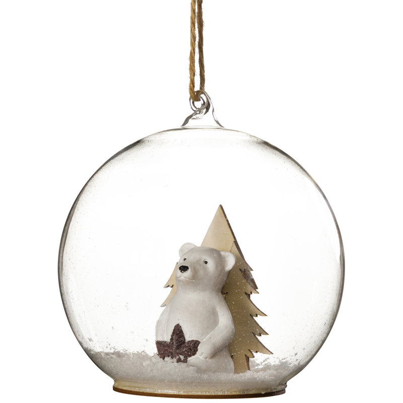 Ornement de Noël en forme de globe de verre ours polaire dans la neige - 4,75 po