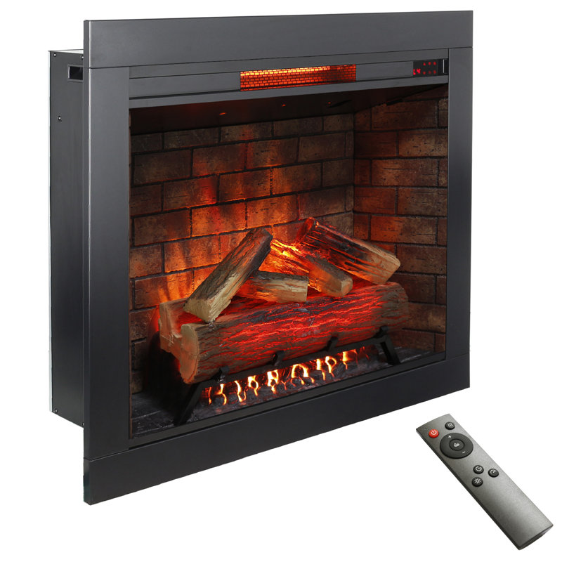Foyer électrique encastrable 33 pouces avec garniture amovible - Écran tactile pour foyer sans fumée et bruit de feu craquelé Réglages de luminosité de flamme réglables 1500 W, chaleur de 5018 / H et 400