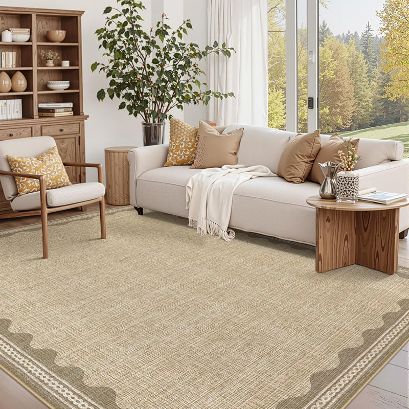 Washable 2x6 Runner Rug Gray Long Non-Slip Carpet Foldable Bordered Low Pile Stain-Resistant Indoor Accent Mat
