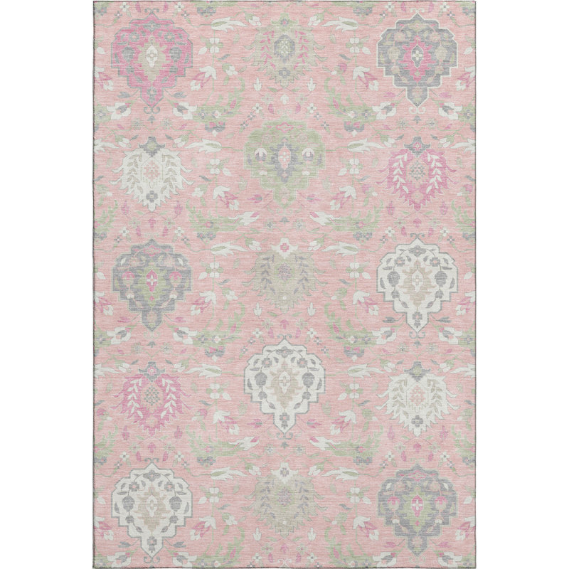 Premium Machine Washable Guada AMF1026 Damask Rug, Rectangle 3' x 5'