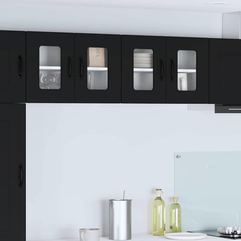 Vidaxl Kitchen Wall Cabinet With Shelf 2 Pcs White 60 X 31 X 40 Cm, Black