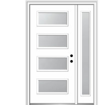 Element 36 in. x 80 in. Left-Hand Inswing 3/4 Oval Quattro Decorative Glass  White Primed Steel Front Door Slab