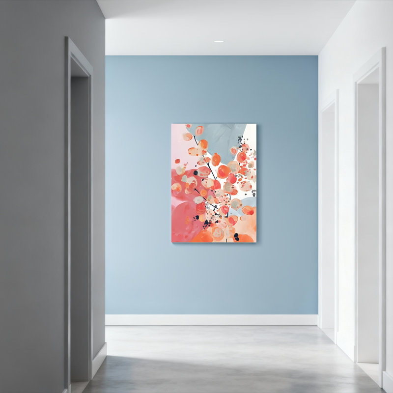 Ensemble de 1 tableau abstrait floral sur toile tendue, H 18 po x l 12 po