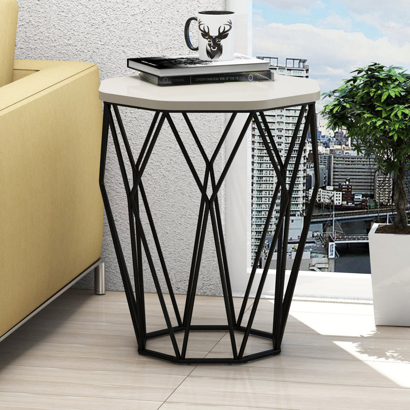 Arval Pedestal End Table, Cream