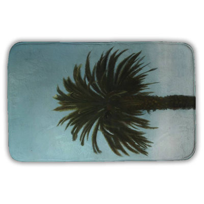 Tropical palm Bath Mat with Non-Slip Backing - Quick Dry Memory Foam Bathroom Rug - Absorbent - Modern Plush Spa-Style - Machine Washable