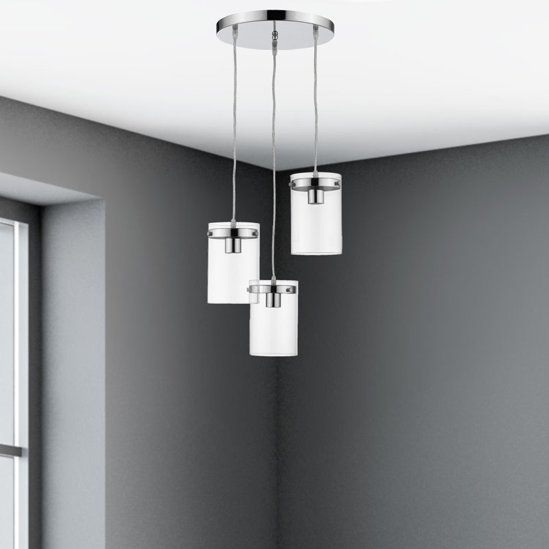 Luminaire suspendu cylindrique à 3 lumières Lambrecht, Chrome