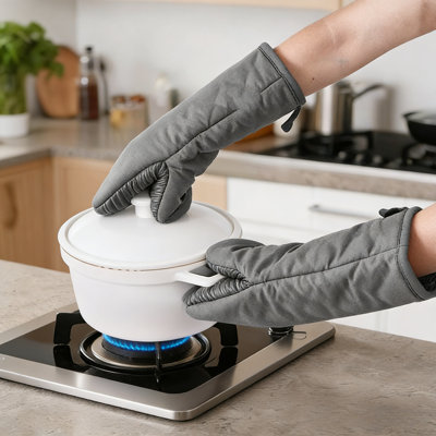 Cotton Baking Glove Set, Heat-Resistant Up To 500℉, Ideal For Home Kitchens, 2-Piece Set.