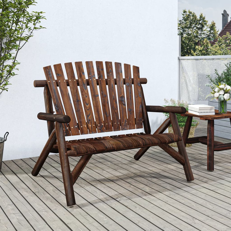 Glenni Solid Wood Outdoor Bench, 98cm H x 85cm W x 119cm D, Espresso